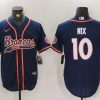 Men's Denver Broncos #10 Bo Nix Navy Cool Base Stitched Baseball Jersey