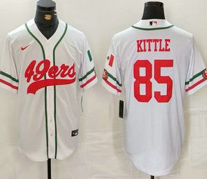 Men's San Francisco 49ers #85 George Kittle White Mexico Cool Base Stitched Baseball Jersey