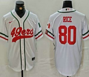 Men's San Francisco 49ers #80 Jerry Rice White Mexico Cool Base Stitched Baseball Jersey