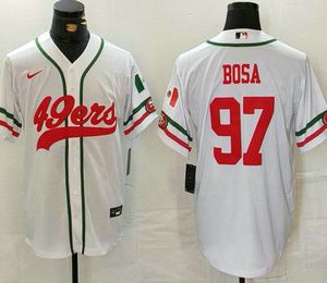 Men's San Francisco 49ers #97 Nick Bosa White Mexico Cool Base Stitched Baseball Jersey
