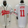 Men's San Francisco 49ers #11 Brandon Aiyuk Number White Mexico Cool Base Stitched Baseball Jersey
