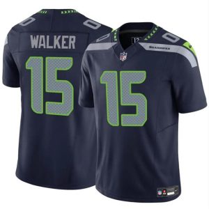 Men's Seattle Seahawks #15 P.J. Walker Navy 2024 F.U.S.E Vapor Limited Football Stitched Jersey