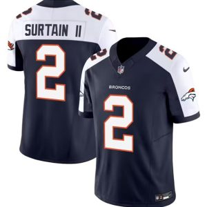 Men's Denver Broncos #2 Pat Surtain II Navy 2024 Draft F.U.S.E. Alternate Vapor Limited Stitched Jersey
