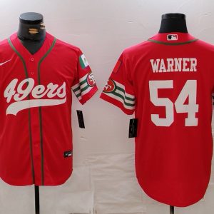Men's San Francisco 49ers #54 Fred Warner Red Mexico Cool Base Stitched Baseball Jersey