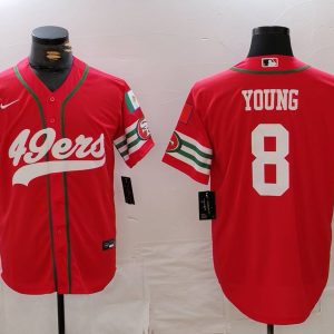 Men's San Francisco 49ers #8 Steve Young Red Mexico Cool Base Stitched Baseball Jersey