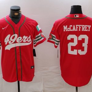 Men's San Francisco 49ers #23 Christian McCaffrey Red Mexico Cool Base Stitched Baseball Jersey