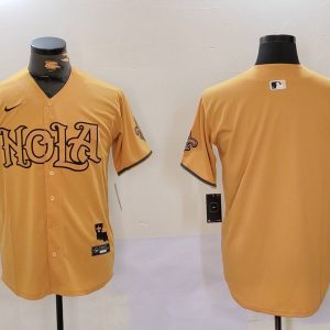 Men's New Orleans Saints Blank Gold Cool Base Stitched Baseball Jersey