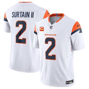 Men's Denver Broncos #2 Pat Surtain II White 2024 F.U.S.E. Wit 1-Star C Patch Vapor Limited Football Stitched Jersey