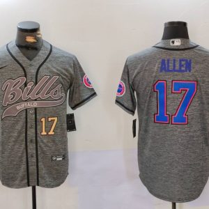 Mens Buffalo Bills #17 Josh Allen Grey Team Cool Base Stitched Baseball Jersey