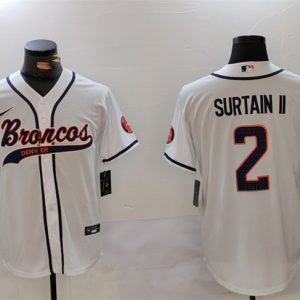 Men's Denver Broncos #2 Pat Surtain II White Cool Base Stitched Baseball Jersey