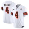 Men's Cleveland Browns #4 Deshaun Watson White 2024 F.U.S.E. With 2-Star C Patch 1946 Collection Vapor Untouchable Limited Stitched Jersey