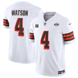 Men's Cleveland Browns #4 Deshaun Watson White 2024 F.U.S.E. With 2-Star C Patch 1946 Collection Vapor Untouchable Limited Stitched Jersey