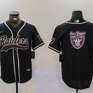 Men's Las Vegas Raiders Black Team Big Logo With Patch Cool Base Stitched Baseball Jersey