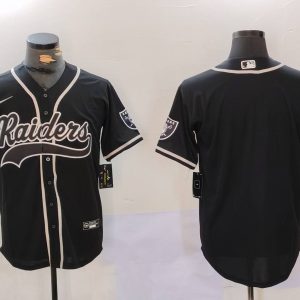 Mens Las Vegas Raiders Black Team Blank Patch Cool Base Stitched Baseball Jersey