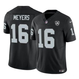 Men's Las Vegas Raiders #16 Jakobi Meyers Black 2024 F.U.S.E 65th Anniversary Patch Vapor Stitched Football Jersey