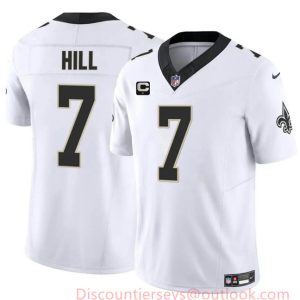Men's New Orleans Saints #7 Taysom Hill White 2024 F.U.S.E With 1-Star C Patch Vapor Limited Stitched Football Jersey