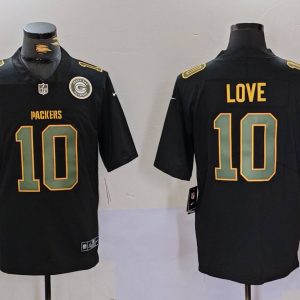 Men's Green Bay Packers #10 Jordan Love Black Fashion Vapor Limited Stitched Football Jerseys