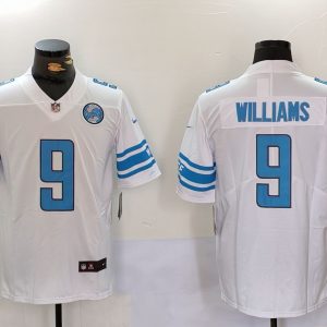 Men's Detroit Lions #9 Jameson Williams White With Patch Vapor Untouchable Limited Stitched Jersey