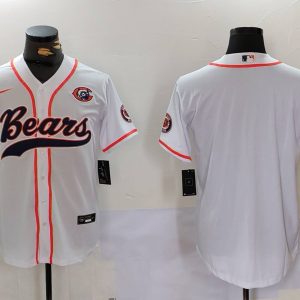 Men's Chicago Bears Blank White With Patch Cool Base Stitched Baseball Jersey