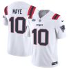 Men's New England Patriots #10 Drake Maye White 2024 With Draft Patch F.U.S.E Vapor Limited Stitched Football Jersey