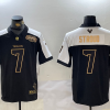 Men's Houston Texans #7 CJ Stroud Black White Golden 2023 FUSE South Champions Patch Limited Stitched Jersey