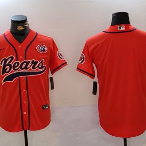 Men's Chicago Bears Blank Orange Throwback With Patch Cool Base Stitched Baseball Jersey