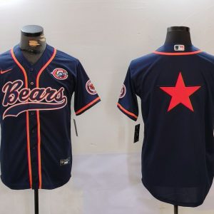 Men's Chicago Bears Blank Navy Blue With Patch Cool Base Stitched Baseball Jerseys