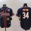 Men's Chicago Bears #34 Walter Payton Navy Throwback With Patch Cool Base Stitched Baseball Jerseys