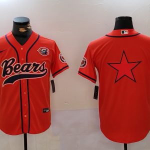 Mens Chicago Bears Blank Orange Throwback With Patch Cool Base Stitched Baseball Jersey