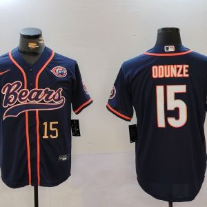 Men's Chicago Bears #15 Rome Odunze Navy Throwback With Patch Cool Base Stitched Baseball Jerseys
