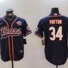 Men's Chicago Bears #34 Walter Payton Navy Throwback With Patch Cool Base Stitched Baseball Jersey