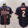 Men's Chicago Bears #2 DJ Moore Navy Throwback With Patch Cool Base Stitched Baseball Jerseys