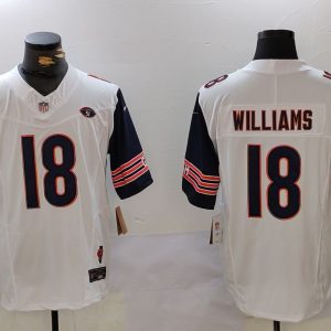 Men's Chicago Bears #18 Caleb Williams Limited White Fashion FUSE Jersey
