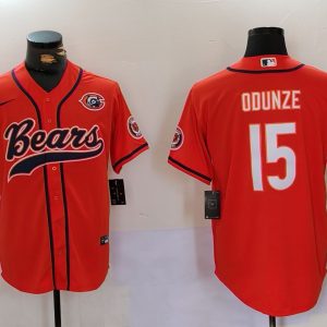 Men's Chicago Bears #15 Rome Odunze Orange Throwback With Patch Cool Base Stitched Baseball Jersey