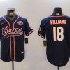 Men's Chicago Bears #18 Caleb Williams Navy Throwback With Patch Cool Base Stitched Baseball Jersey