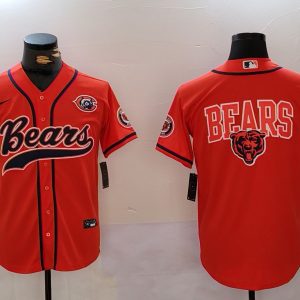 Men's Chicago Bears Blank Orange Throwback With Patch Cool Base Stitched Baseball Jerseys