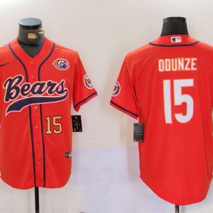 Men's Chicago Bears #15 Rome Odunze Orange Throwback With Patch Cool Base Stitched Baseball Jerseys