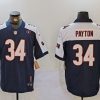 Men's Chicago Bears #34 Walter Payton Limited Navy Thanksgiving Fashion FUSE Jersey