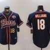 Men's Chicago Bears #18 Caleb Williams Navy Throwback With Patch Cool Base Stitched Baseball Jerseys