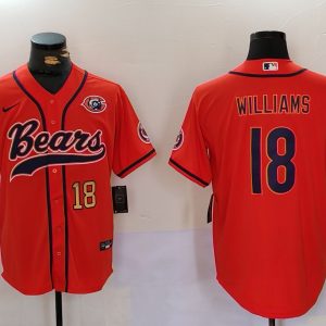 Men's Chicago Bears #18 Caleb Williams Orange Throwback With Patch Cool Base Stitched Baseball Jerseys