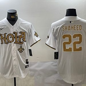 Men's New Orleans Saints #22 Rashid Shaheed White Cool Base Stitched Baseball Jersey