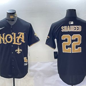 Men's New Orleans Saints #22 Rashid Shaheed Black Cool Base Stitched Baseball Jersey