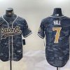 Men's New Orleans Saints #7 Taysom Hill Grey Camo With Patch Cool Base Stitched Baseball Jersey