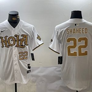 Men's New Orleans Saints #22 Rashid Shaheed White Cool Base Stitched Baseball Jerseys
