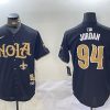 Men's New Orleans Saints #94 Cameron Jordan Black Cool Base Stitched Baseball Jersey