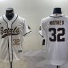 Mens New Orleans Saints #32 Tyrann Mathieu White Cool Base Stitched Baseball Jerseys