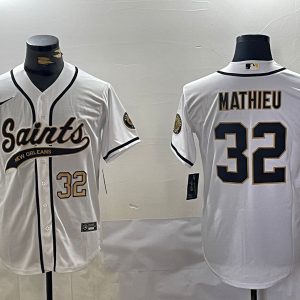 Mens New Orleans Saints #32 Tyrann Mathieu White Cool Base Stitched Baseball Jerseys