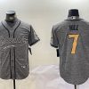 Men's New Orleans Saints #7 Taysom Hill Grey With Patch Cool Base Stitched Baseball Jersey