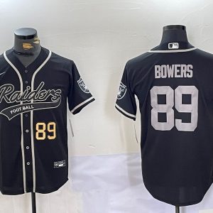 Men's Las Vegas Raiders #89 Brock Bowers Black Cool Base Stitched Baseball Jerseys