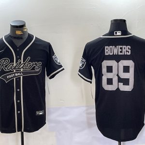 Men's Las Vegas Raiders #89 Brock Bowers Black Cool Base Stitched Baseball Jersey